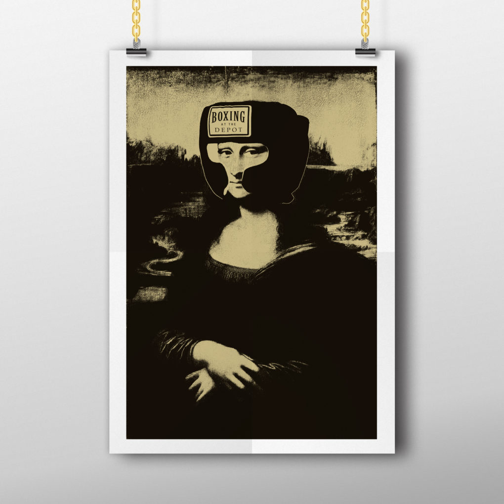 Mona Lisa Boxing Helmet Poster
