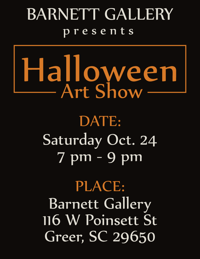 Halloween Art Show at Barnett Gallery in Greer SC and Greenville SC. Barnett Gallery in the premier #1 art gallery in south carolina.